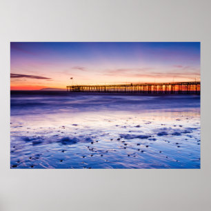 Poster Coucher De Soleil Sur La Plage De Ventura Pier