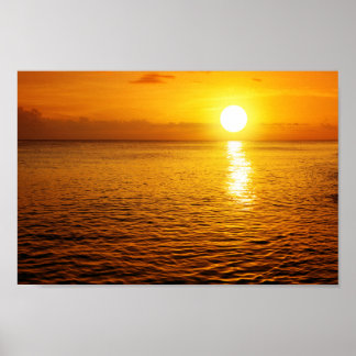 Poster Coucher de soleil sur la plage des caraïbes.