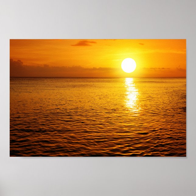 Poster Coucher de soleil sur la plage des caraïbes. (Devant)