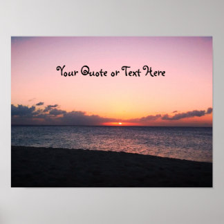 Poster Coucher de soleil sur la plage foncée