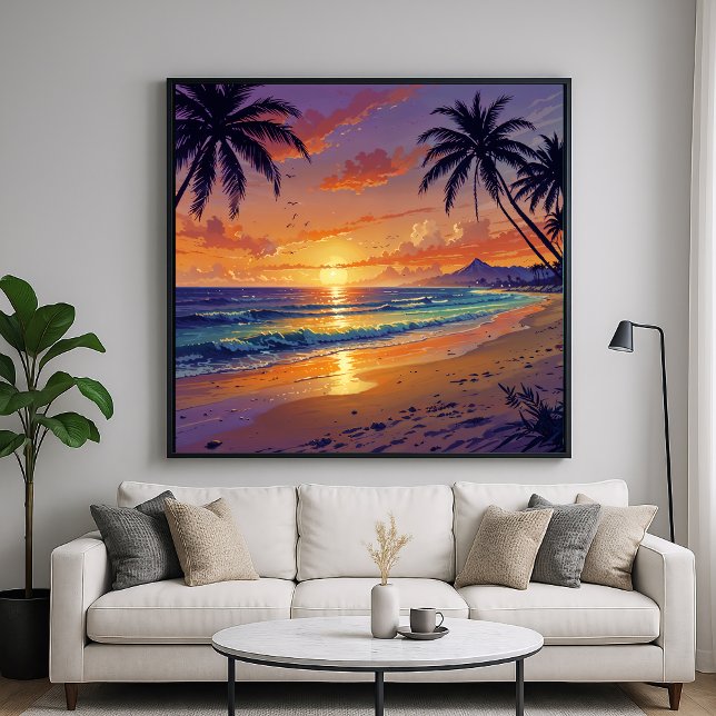 Poster Coucher de soleil sur la plage tropicale - Art de  (Créateur téléchargé)