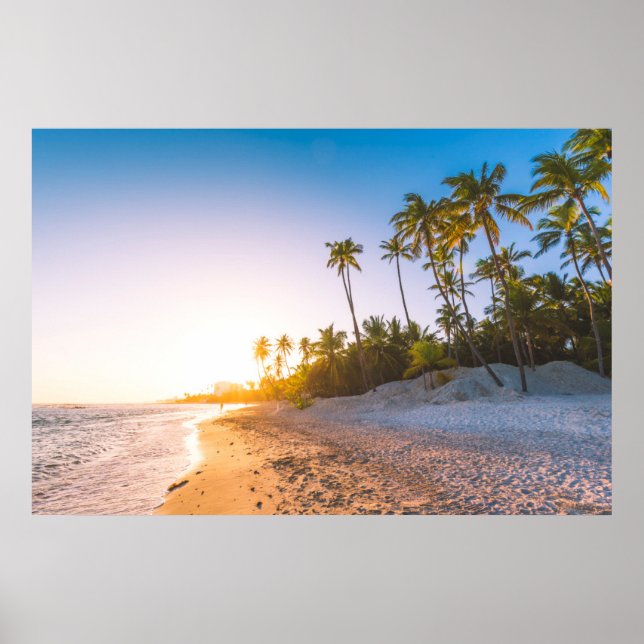 Poster Coucher de soleil sur la plage tropicale | Républi (Devant)