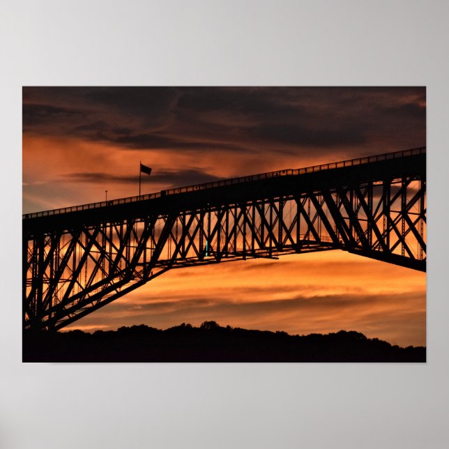 Poster Coucher de soleil sur la promenade du pont Hudson (Devant)