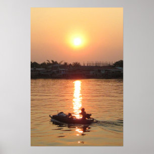 Poster Coucher de soleil sur la rivière Chao Phraya... Ay