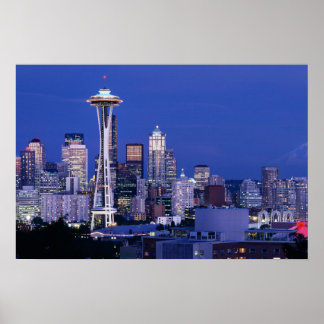 Poster Coucher de soleil sur la skyline de Seattle