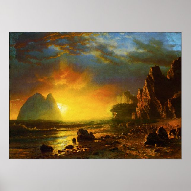 Poster Coucher de soleil sur l'affiche de la côte califor (Devant)