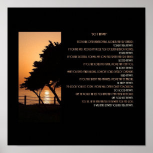 Poster Coucher de soleil sur l'arbre et l'océan, fais-le