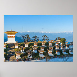 Poster Coucher de soleil sur le col de Dochula - Bhoutan,