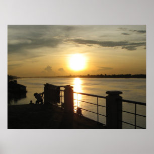 Poster Coucher de soleil sur le fleuve Mékong... Nong Kha
