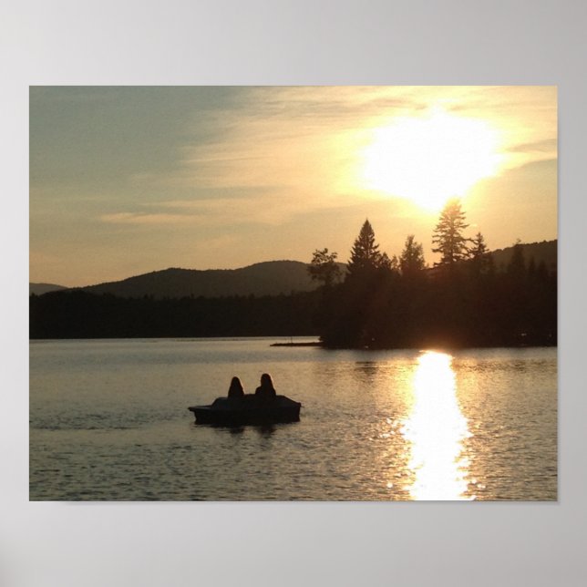 Poster Coucher de soleil sur le lac Adirondack (Devant)