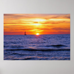 Poster Coucher de soleil sur le lac Michigan 2