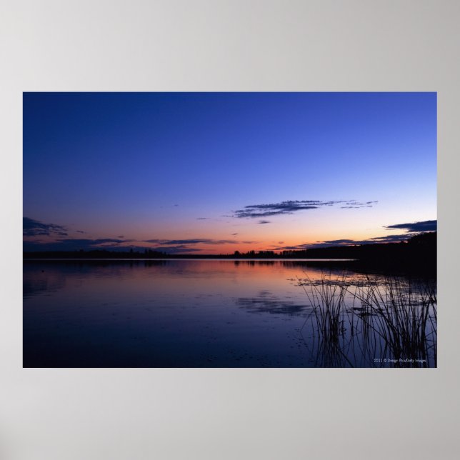 Poster Coucher De Soleil Sur Le Lac Wabamun Avec De L'Her (Devant)