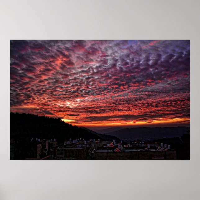 Poster Coucher de soleil sur le Mont Herzl (Devant)