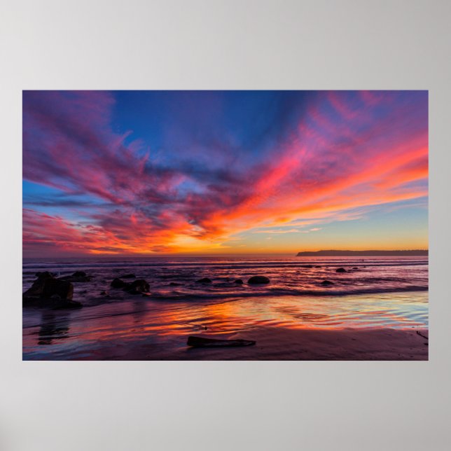 Poster Coucher de soleil sur le Pacifique depuis Coronado (Devant)