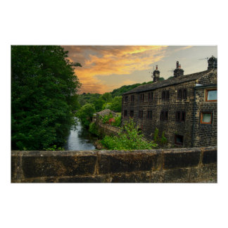 Poster Coucher de soleil sur le pont de Hawksclough, Myth