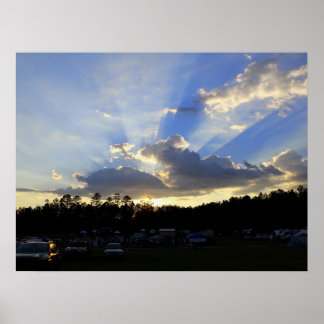 Poster Coucher de soleil sur le village d'astronomie de D