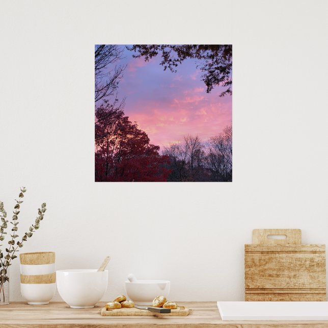 Poster Coucher de soleil sur les arbres magnifique (Cuisine)