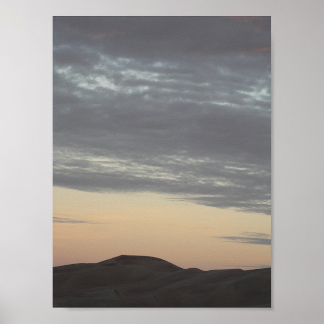 Poster Coucher de soleil sur les grandes dunes de sable,  (Devant)