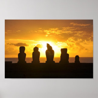 Poster Coucher de soleil sur l'île de Pâques