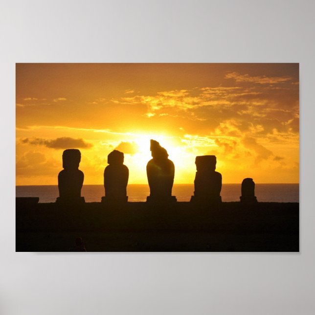 Poster Coucher de soleil sur l'île de Pâques (Devant)