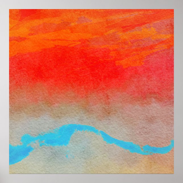 Poster Coucher de soleil sur l'océan Abstrait (Devant)