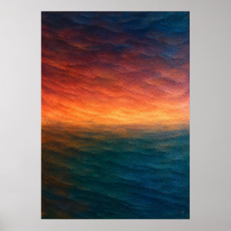Poster Coucher de soleil sur l'océan Horizon Abstrait en