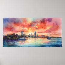 Coucher de soleil sur Miami depuis Biscayne Bay