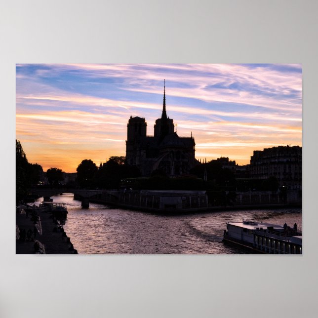 Poster Coucher de soleil sur Notre Dame de Paris - Paris, (Devant)