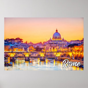 Poster Coucher de soleil sur Rome, Italie