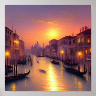 Poster Coucher De Soleil Sur Un Art numérique Du Canal De