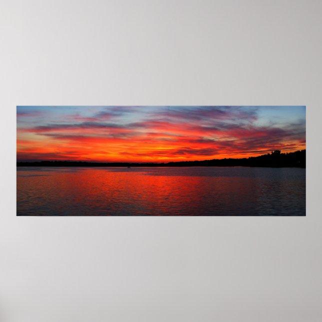 Poster Coucher de soleil sur West Lake Panorama (Devant)