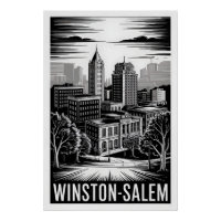 Coucher de soleil sur Winston-Salem NC noir blanc