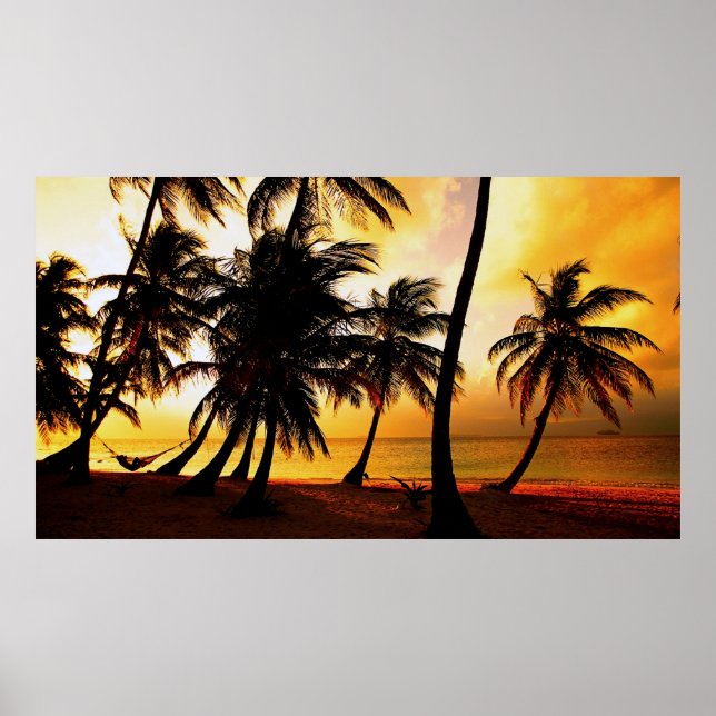 Poster Coucher de soleil tropical (Devant)