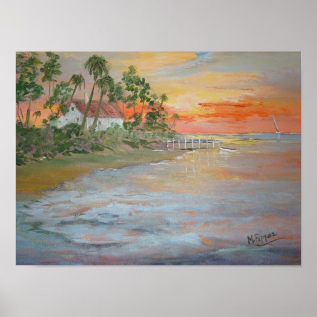 Poster Coucher de soleil tropical (Devant)