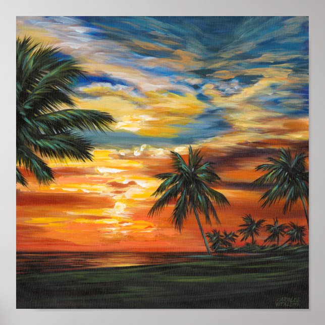 Poster Coucher de soleil tropical étonnant (Devant)