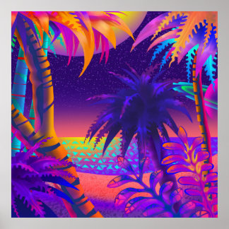 Poster Coucher de soleil tropical sur Titan