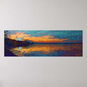 Poster Coucher de soleil turquoise
