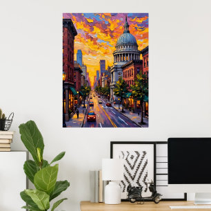 Poster Coucher de soleil urbain