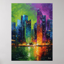 Coucher de soleil vibrant sur la skyline de Singap