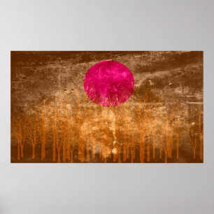 Poster Coucher de soleil Vintage Abstrait peinture 3
