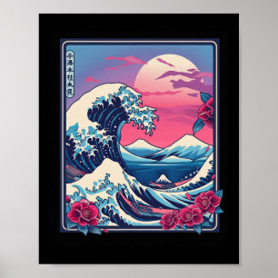 Poster Coucher de soleil vintage amateur de nature vague