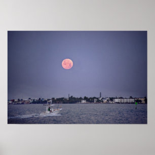 Poster Coucher de superlune sur Marathon, Floride