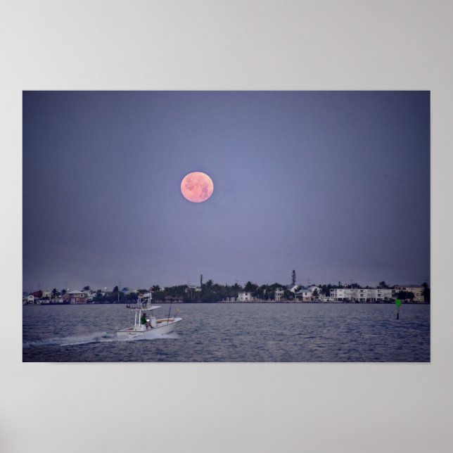 Poster Coucher de superlune sur Marathon, Floride (Devant)