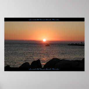Poster Coucher du soleil à la plage de Venise, la Floride