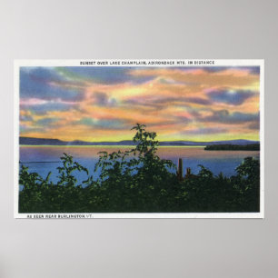 Poster Coucher du soleil au-dessus du lac, Adirondack Mts
