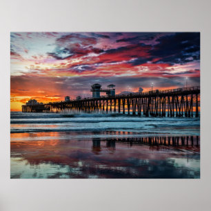 Poster Coucher du soleil au pilier d'Oceanside