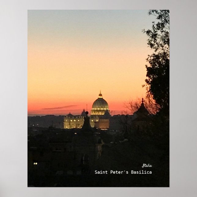 Poster coucher du soleil - Basilique Saint-Pierre (Devant)