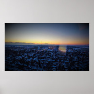 Poster Coucher du soleil Cedar Rapids d'hiver