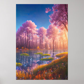 Poster Coucher du soleil couchant dans le charme azur