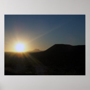 Poster coucher du soleil dans le désert.